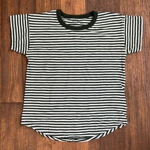 Madewell Striped Boxy Tee - forest green/ off white